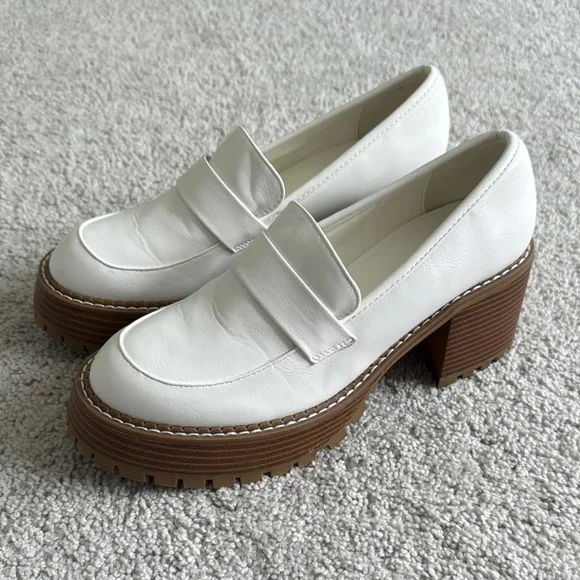 Mia Delilah Lug Sole Platform Loafers, White Leather - Size 8.5 - Picture 2 of 8